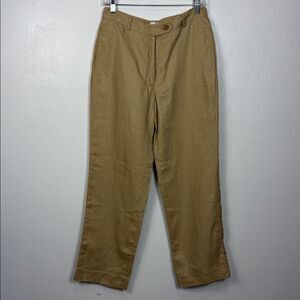 DKNY Vintage beige linen high rise straight leg pants size 8